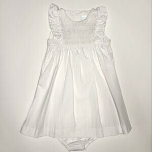 Edgehill Collection White Smocked Seersucker Dress Size 24M NWT